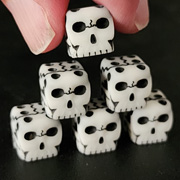 Skull Dice Set Pair of 6 sided d6 White Resin Hand Painted