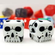 Skull Dice Set Pair of 6 sided d6 White Resin Hand Painted